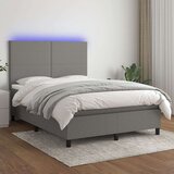  Krevet box spring s madracem LED tamnosivi 140x190 cm tkanina Cijene