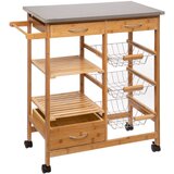 Five kolica kuhinjska s radnom pločom i ladicama 73.5x37x86cm bambus | shoptok.hr