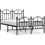 Maison Chic Kovinski Posteljni okvir - Dvoposteljna postelja - Zakonska postelja z vzglavjem in vznožjem črn 120x190 cm, (21697169) | Shoptok.si