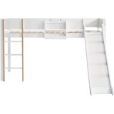 Lumor Postelja Mezzanine 90x200 cm iz bora in MDF - z odstranljivo polico, stopnicami in toboganom - bela, (22155943) | Shoptok.si