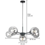  Luster na sajli KALIOPE 6xE27/60W/230V crna/prozirna | Eponuda.com
