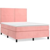  The Living Store Box spring postelja z vzmetnico roza 140x190 cm žamet - Box Spring Postelja, (21445690) | Shoptok.si