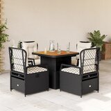  The Living Store Vrtna jedilna garnitura 5-delna z blazinami črn poli ratan - Vrtna Jedilna Garnitura, (21477818) | Shoptok.si