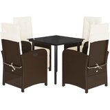  5-dijelni vrtni blagovaonski set s jastucima poliratan smeđi Smeđa 80 cm table length | shoptok.hr