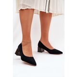 VINCEZA Suede Smooth Heels With Pointed Toes Black 66736 | Shoptok.si
