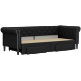  Dnevni krevet na razvlačenje crni 90 x 200 cm od umjetne kože | shoptok.hr