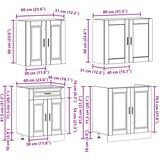  Set kuhinjskih ormarića od 4 dijela "Porto" od betonsko sive boje, inženjerski drvo | shoptok.hr