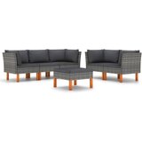 Maison Chic Seti vrtnega pohištva - Vrtna garnitura - Vrtni pohištvo set 6-delna z blazinami poli ratan siva, (21808050) | Shoptok.si