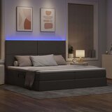 LED krevet za pohranu s madracem Sivosmeđa 200 x 200 cm Tkanina Smeđesiva 204 x 200 x 128 cm | Shoptok.si