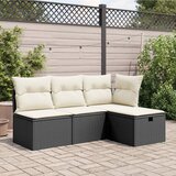  Vrtni tabure s jastukom crni 55 x 55 x 37 cm od poliratana | shoptok.hr
