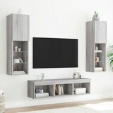  5-dijelni zidni TV elementi s LED svjetlima boja sivog hrasta Siva | shoptok.hr