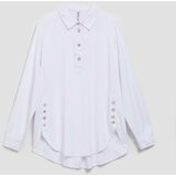 Marisse White Shirt With Decorative Buttons On The Neckline And Sleeves | Shoptok.si