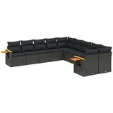 vidaXL 10-dijelni set vrtnih sofa s jastucima crni od poliratana | shoptok.hr