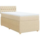 vidaXL Box spring postelja z vzmetnico krem 100x200 cm blago, (21291888) | Shoptok.si