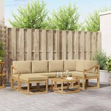  Set vanjskih sofa 7 kom. Bijela i bež Čvrsto drvo akacije | shoptok.hr