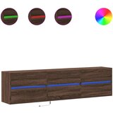 Maison Chic Stenska TV omarica - TV stojalo - Televizijska omarica z LED lučkami rjavi hrast 180x31x45 cm, (21701999) | Shoptok.si