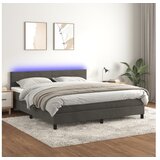  Box spring postelja z vzmetnico LED temno siva 180x200 cm žamet | Shoptok.si