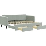  The Living Store Izvlečna dnevna postelja s predali svetlo siva 90x200 cm žamet - Izvlečna Dnevna Postelja, (21491172) | Shoptok.si