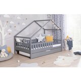 MID.YOU POSTELJA V OBLIKI HIŠE x , les svetlo siva | Shoptok.si