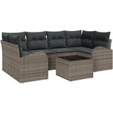 vidaXL Set Vrtnih Sofi od 7 Dijelova s Jastucima Siva Poliratanska, Dvosjedna Vrtna Sofa s Prostorom za Pohranu i Jastucima Siva Poliratanska | shoptok.hr