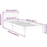 Dugi okvir kreveta bez madraca 80 x 210 cm od borovine | shoptok.hr