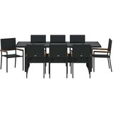 vidaXL Vrtni set za objed 9 pcs Crna Poli ratan | shoptok.hr