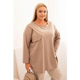 Kesi Włoski Women's Plus Size blouse with cotton, pocket and rolled-up sleeve fango Cene