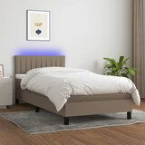 vidaXL Krevet box spring s madracem LED smeđesivi 90x190 cm tkanina Cijene