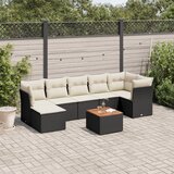 Maison Chic Seti vrtnega pohištva - Vrtna garnitura - Vrtni pohištvo set 8-delna z blazinami črn poli ratan, (21800325) | Shoptok.si