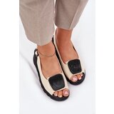 ARTIKER Leather Patent Ladies Wedge Sandals with Decoration Beige | shoptok.hr