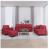 vidaXL 4-dijelni set sofa s jastucima boja vina od umjetne kože | shoptok.hr