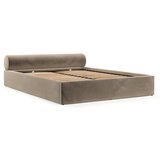 Maison de Rêve Svetlo rjava oblazinjena zakonska postelja s prostorom za shranjevanje z letvenim dnom 180x200 cm Solvo – Cene