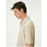 Koton Polo Neck T-Shirt Buttoned Textured Cotton Short Sleeve