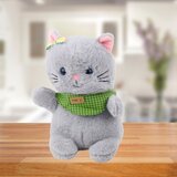 Plišana igračka Mačka s zelenom maramom 22cm - siva | Shoptok.si