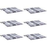  Jastuci za vrtne stolice 6 kom sivi karirani 50x50x4 cm tkanina | shoptok.hr