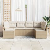 vidaXL 6-delni vrtni kavč set z blazinami bež poli ratan | Shoptok.si