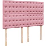  Otomanska postelja z vzmetnicami & LEDs roza 140x190cm žamet, (22053658) | Shoptok.si