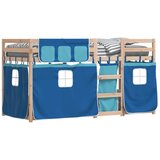  Krevet na kat sa zavjesama plavi 75x190 cm od masivne borovine | shoptok.hr