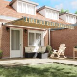 vidaXL Automatska uvlačiva tenda Zelena i bijela 400x350 cm, Zamjensko platno za tenda 4x3.5 m okvir Zelena i bijela | shoptok.hr