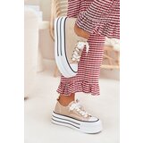 Boto Ladies Sneakers On A Platform With Golden Decorations Beige Fiorina | Shoptok.si