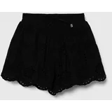 Sisley Otroške bombažne kratke hlače črna barva