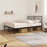Maison Chic Kovinski Posteljni okvir - Dvoposteljna postelja - Zakonska postelja z vzglavjem črn 140x200 cm, (21693245) | Shoptok.si