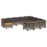 vidaXL 11-dijelni set vrtnih sofa od poliratana s jastucima sivi | shoptok.hr