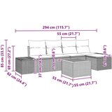 vidaXL 6-delni Vrtni Kavč Komplet z Blazinami Črn Poli Ratan Acacia | Shoptok.si
