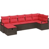  Set sofe s jastukom s pohranom 7 pcs Smeđa i crvena poliratan | shoptok.hr
