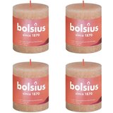 Bolsius rustične debele svijeće Shine 4 kom 80 x 68 mm mutno ružičaste | shoptok.hr