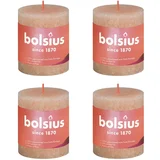 Bolsius rustične debele svijeće Shine 4 kom 80 x 68 mm mutno ružičaste