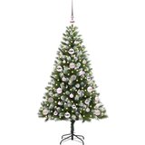 vidaXL Umjetna jelka s pantenom i pahuljicama Zelena i bijela 120 cm | shoptok.hr