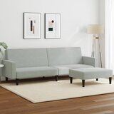  The Living Store Kavč dvosed z ležiščem in stolčkom za noge svetlo siv žamet - Kavč Z Ležiščem, (21494900) Cene