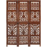 Sobna pregrada s 3 panela smeđa 120 x 165 cm masivno drvo manga | Eponuda.com
